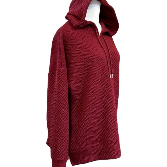 Ideology Zip-Side Quilted Hoodie Burgundy Size Medium - Picture 3 of 9